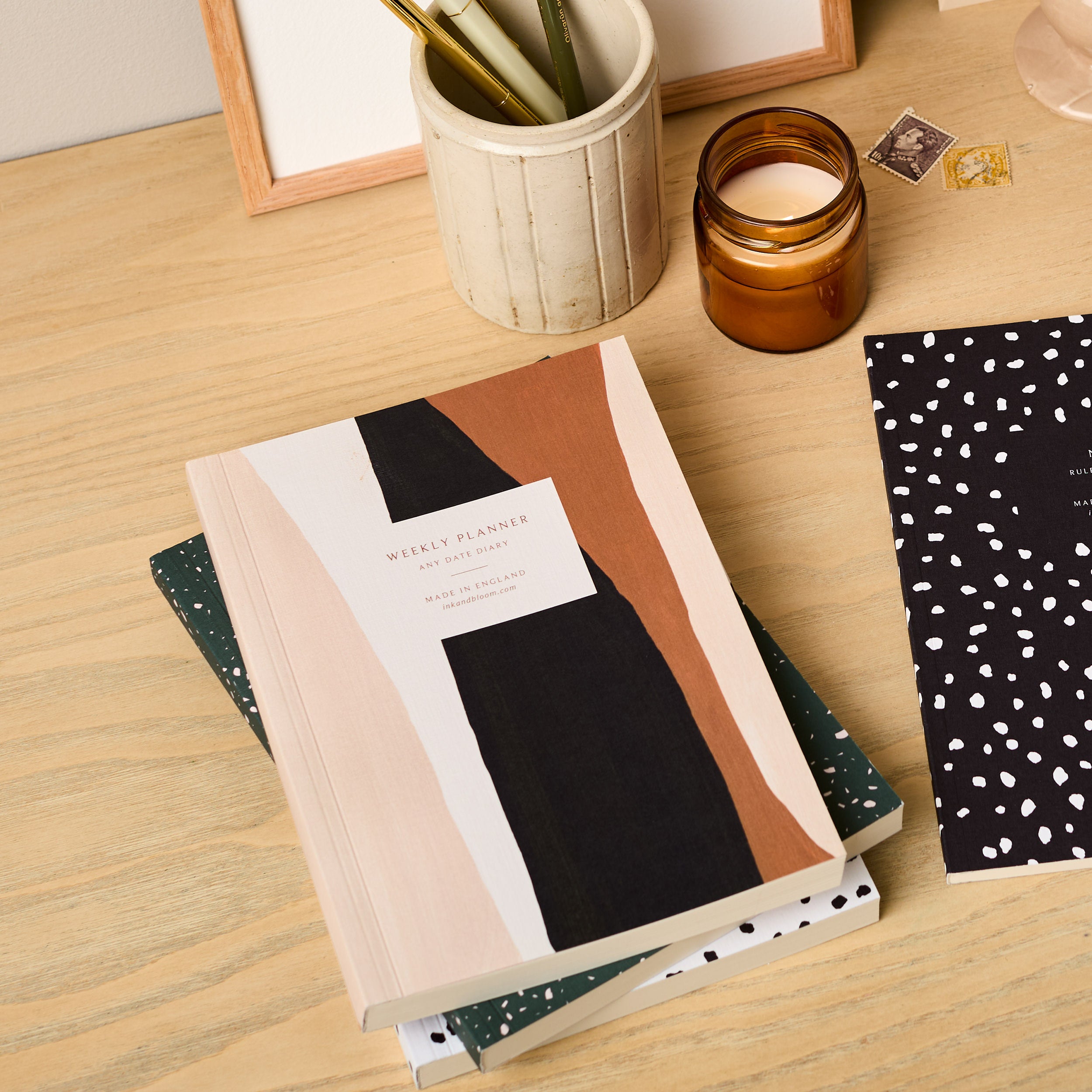 Weekly Planner, A5, Undated in Abstract Pattern