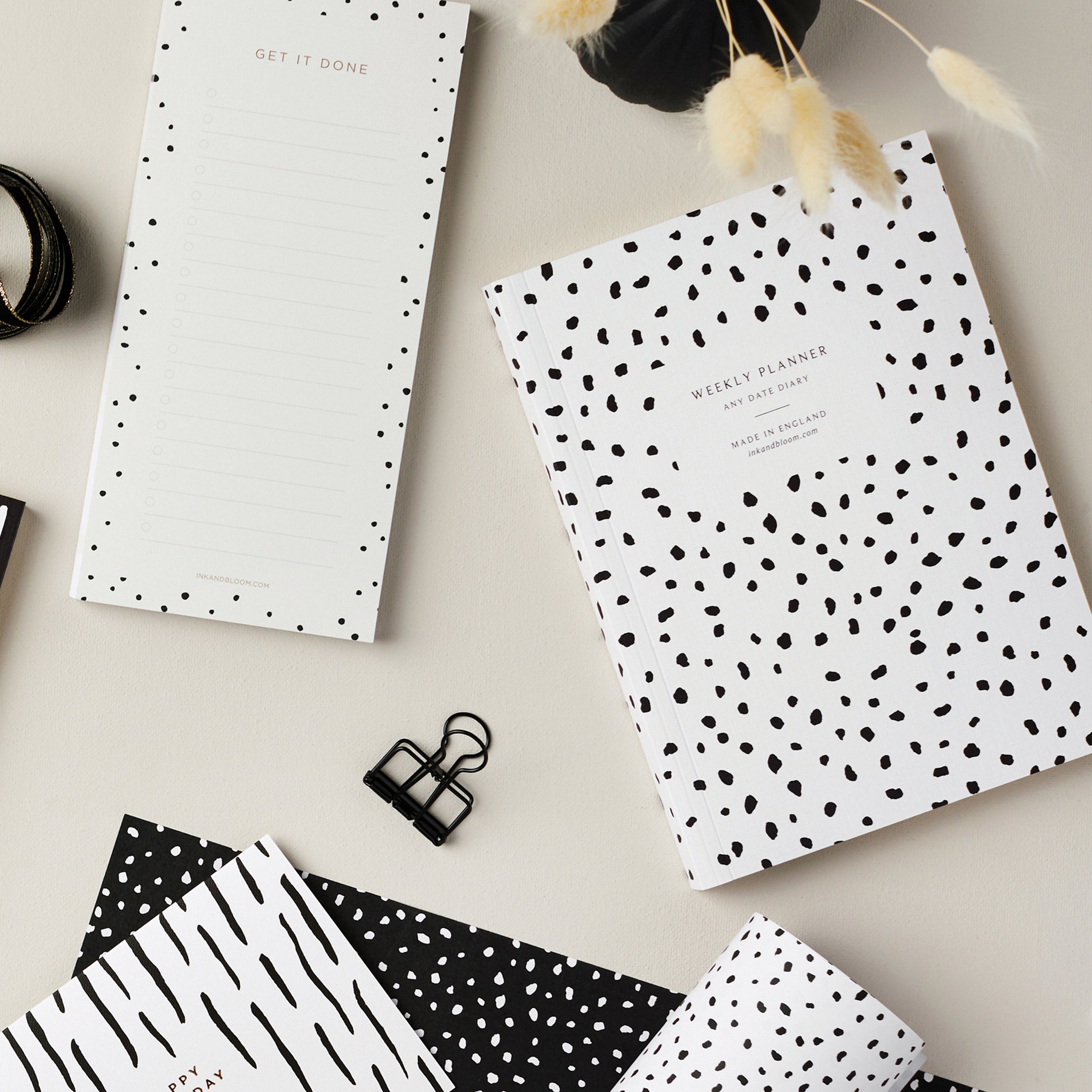 Weekly Planner, A5, Undated in Monochrome Dalmatian