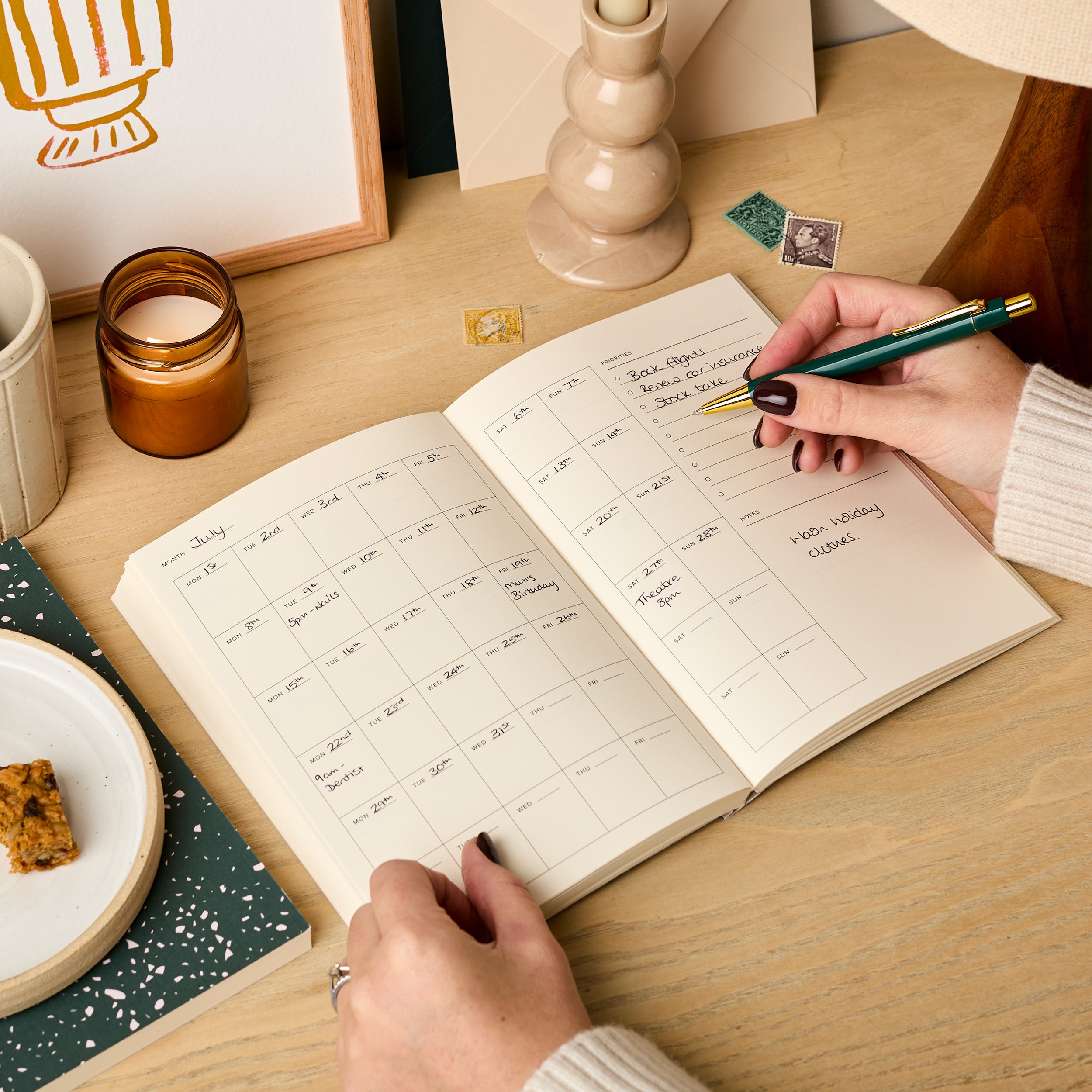 Weekly Planner, A5, Undated in Floral Peach & Rust