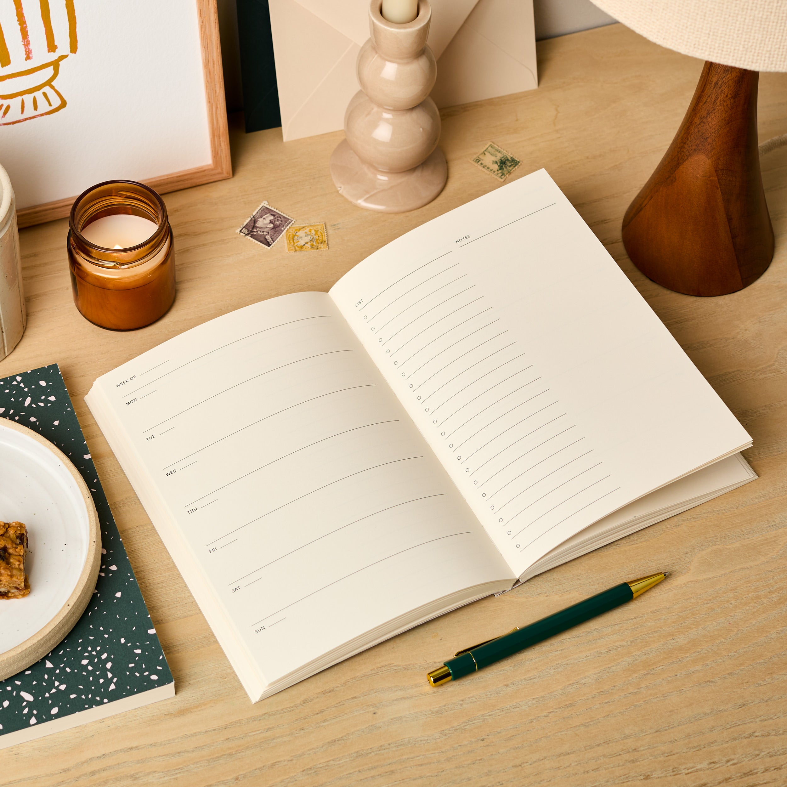 Weekly Planner, A5, Undated in Floral Peach & Rust