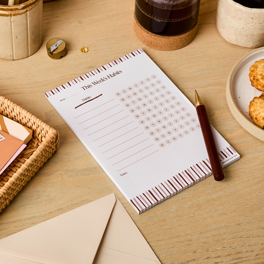 Tracker Notepage A5 Habit Tracker Notepad in Stripes | Free UK Delivery