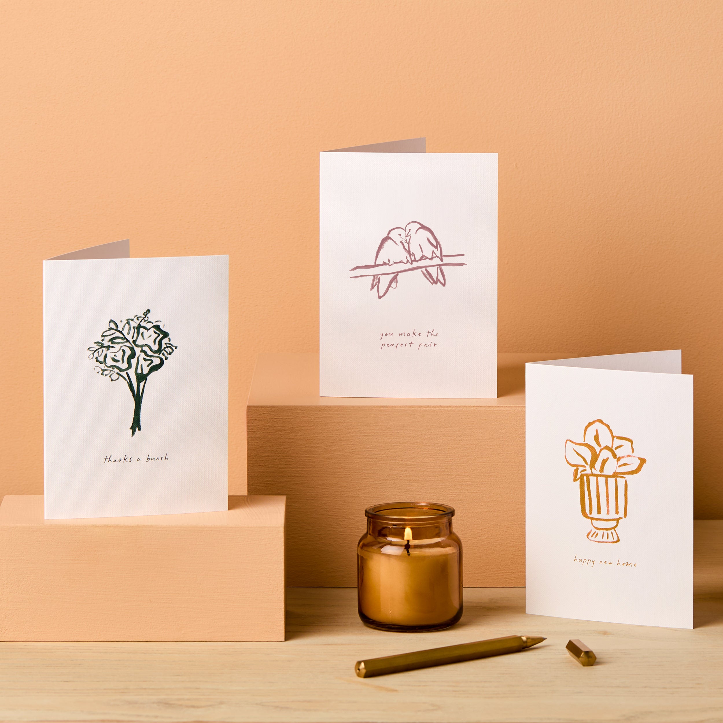 Perfect Pair Love Birds Illustrated Engagement Card