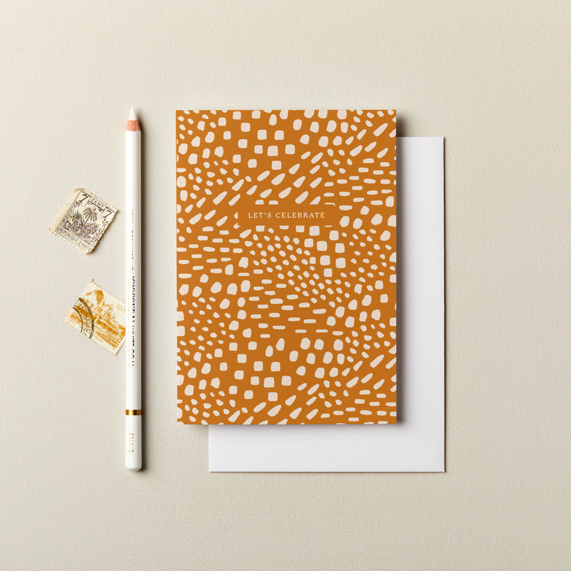 Let's Celebrate Abstract Pattern Mustard Card