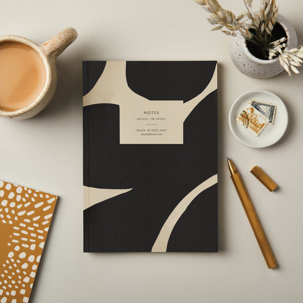 A5 Ruled Notebook in Abstract Black & Cream