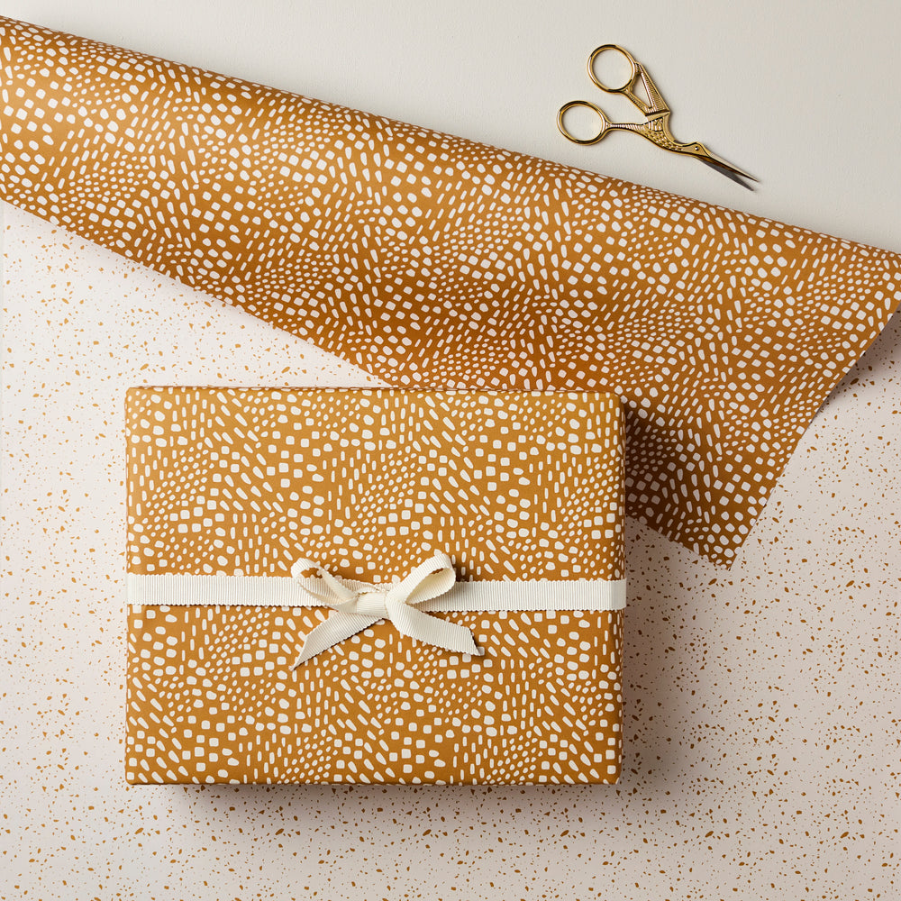 Best Double Sided Gift Wrap in Mustard & Terrazzo