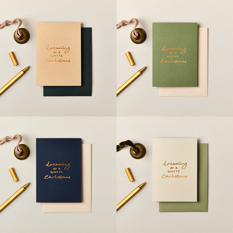 Pack of Four Dreaming of a White Christmas Foiled Christmas Cards