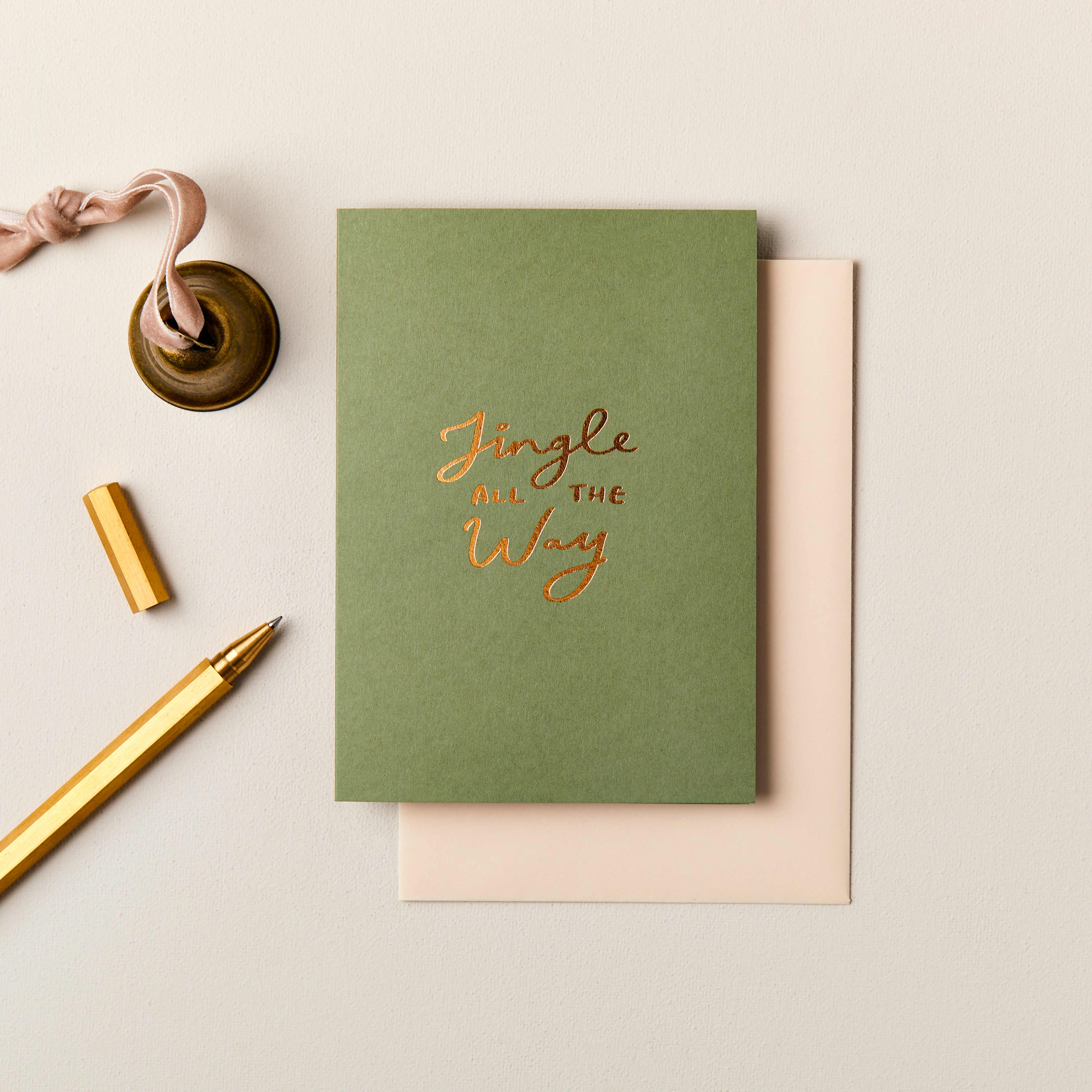 Jingle all the Way Foiled Card in Green