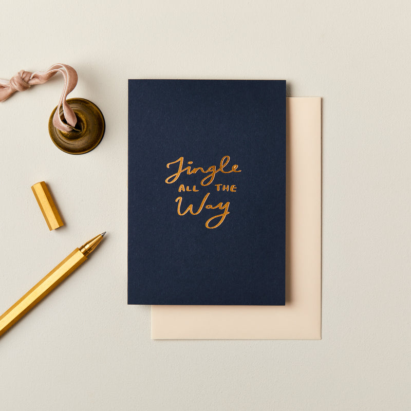 Pack of Four Jingle all the Way Foiled Christmas Cards