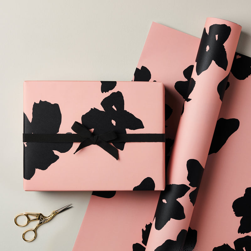 Abstract Coral and Black Floral Single Sided Wrap