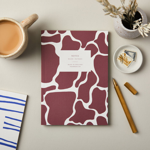 A5 Ruled Notebook in Abstract Blush Pebble