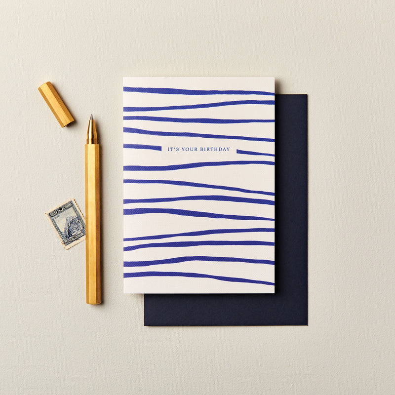 It's Your Birthday Blue Stripes Card