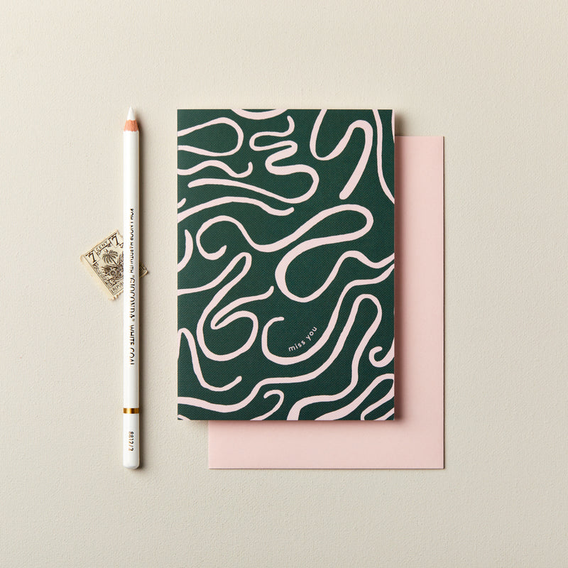 Miss You Abstract Squiggle Card