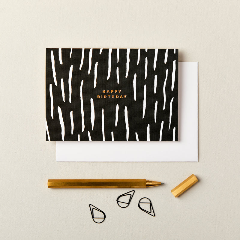 Happy Birthday Monochrome Zebra Card