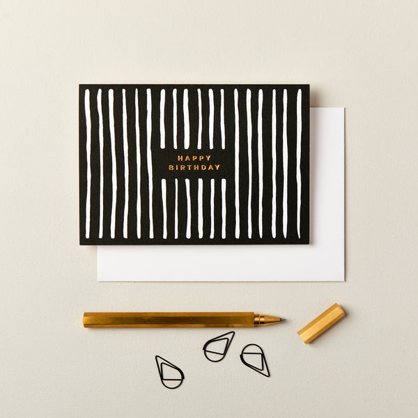 Happy Birthday Monochrome Stripes Card