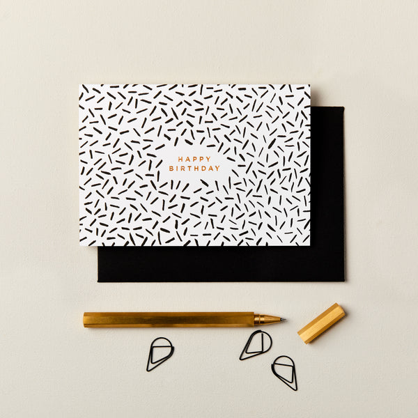 Happy Birthday Monochrome Confetti Card
