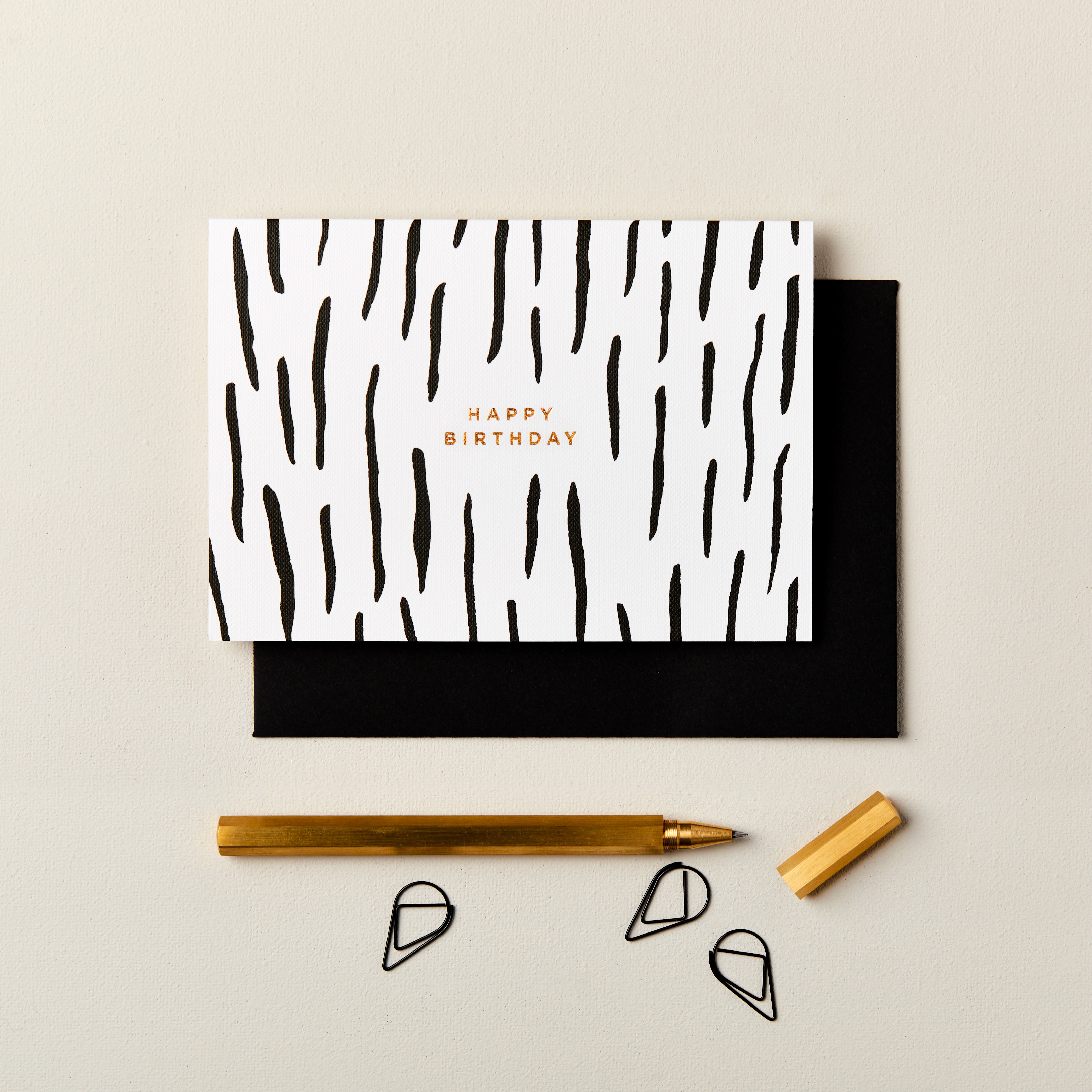 Happy Birthday Monochrome Zebra Card in White