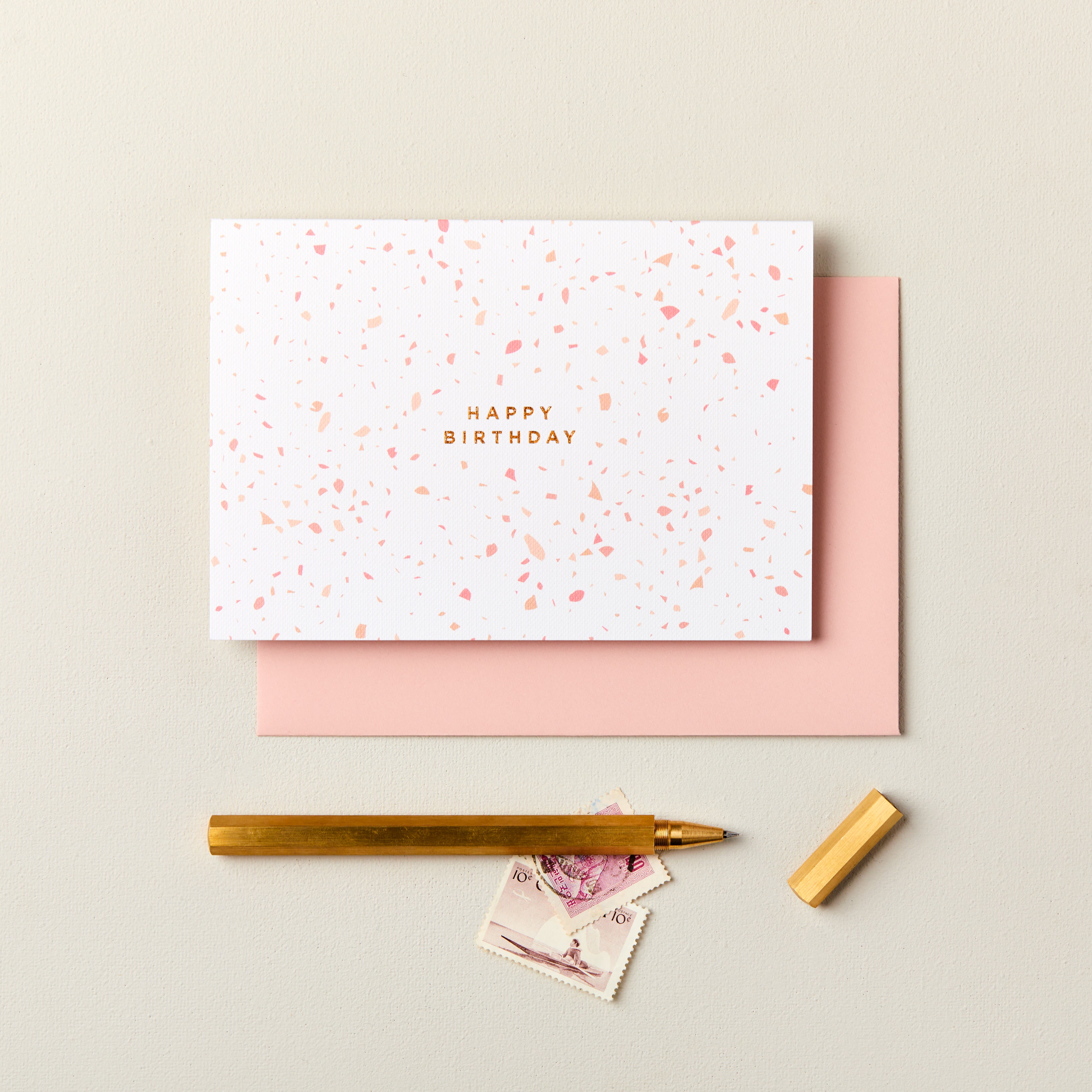 Happy Birthday Pink Terrazzo Card