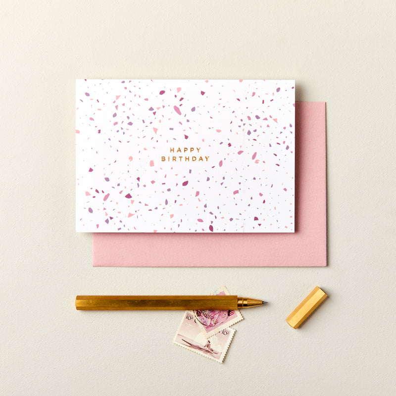 Happy Birthday Purple Terrazzo Card