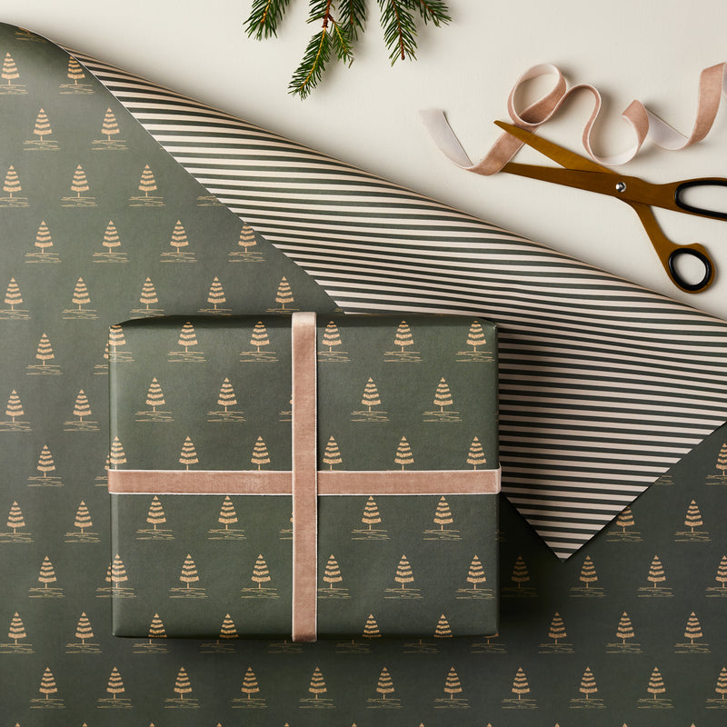 Christmas Trees and Stripes Double Sided Wrap