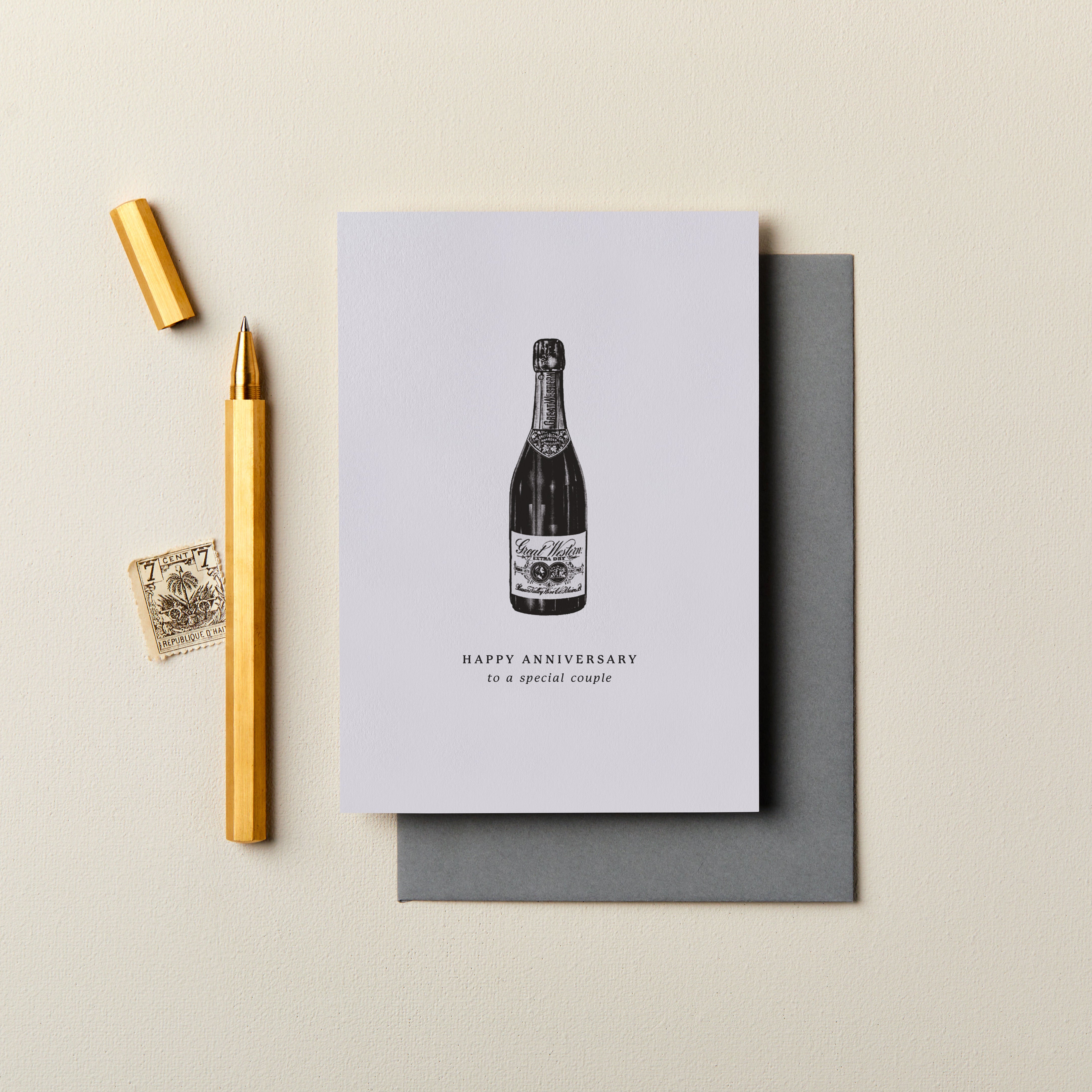 Happy Anniversary Special Couple Vintage Bottle Card