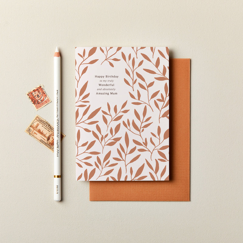 Botanical Happy Birthday Mum card