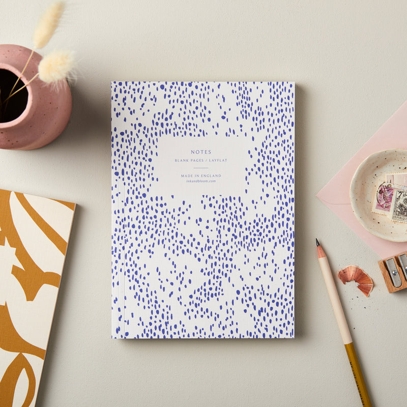 A5 Layflat Notebook in Blue Speckle