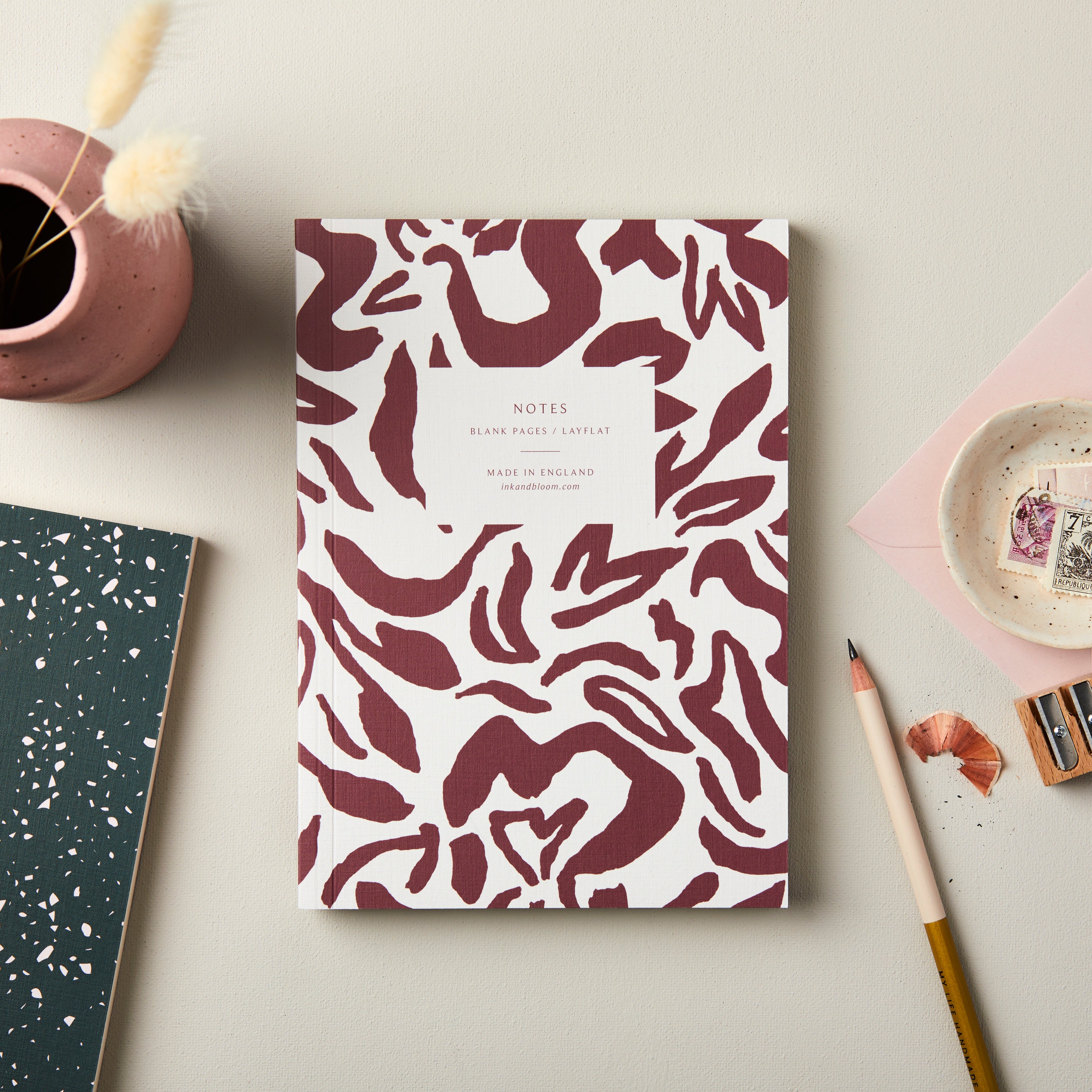 Layflat Notebook in Abstract Blush & White