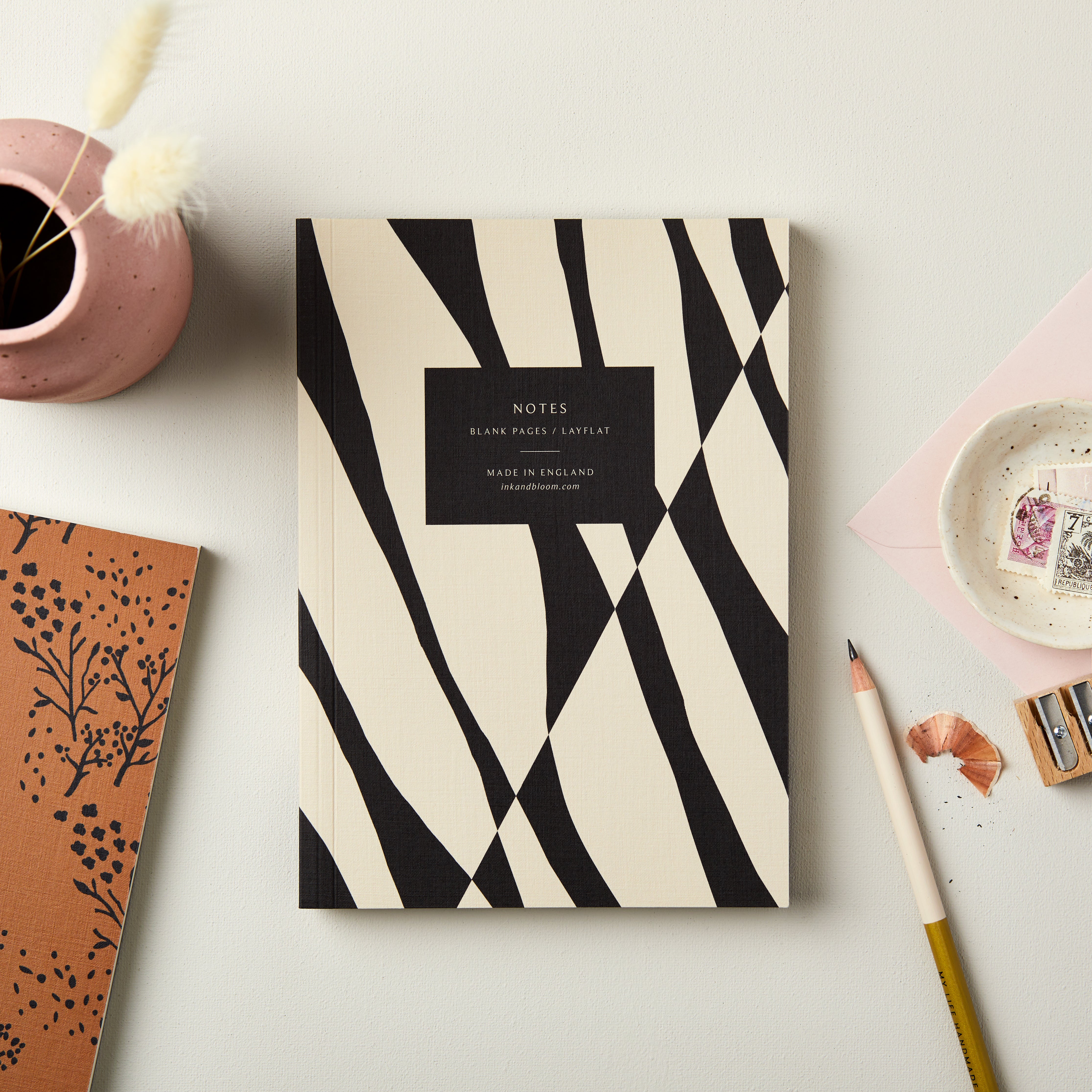 Layflat Notebook in Abstract Black & Cream
