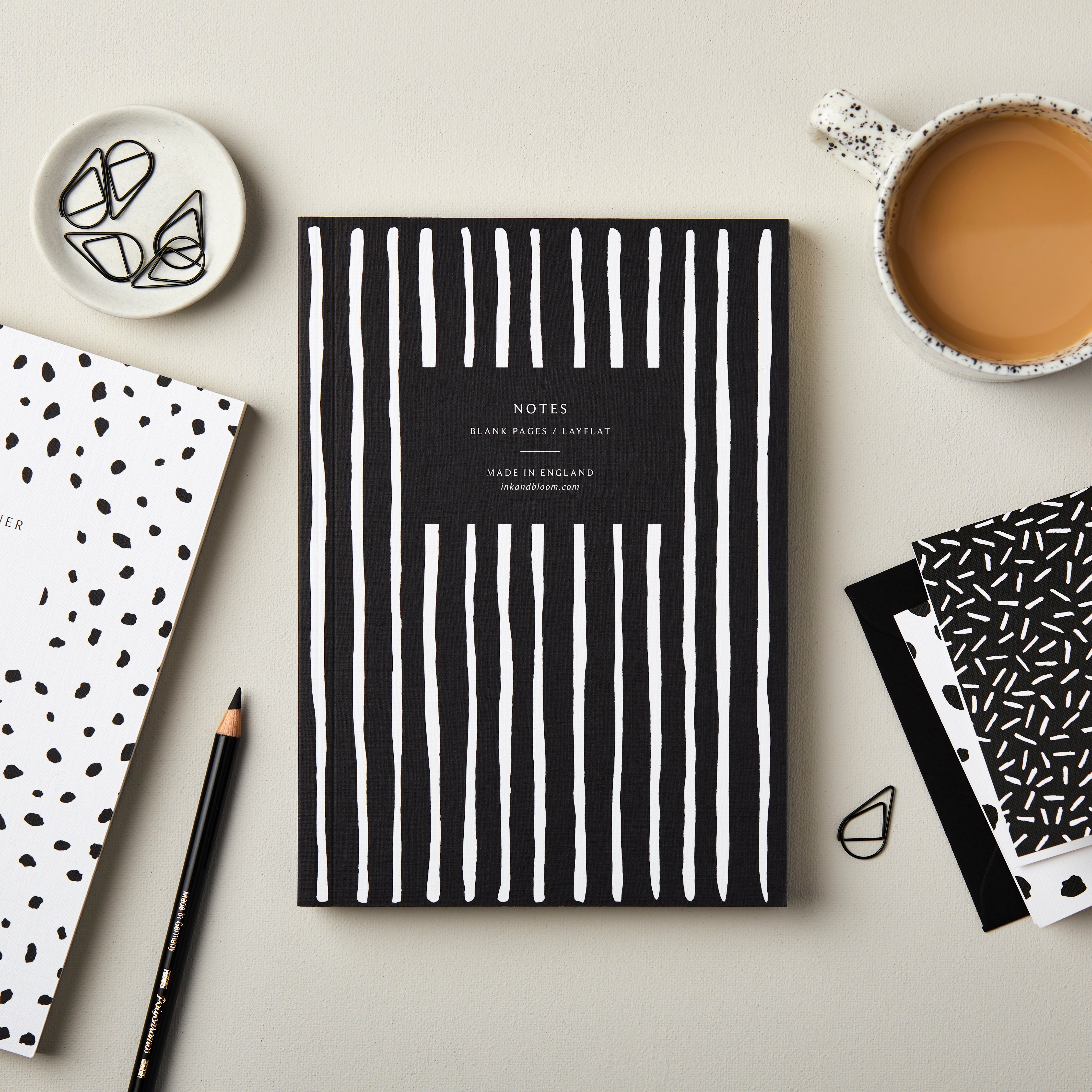 Layflat Notebook in Monochrome Stripe
