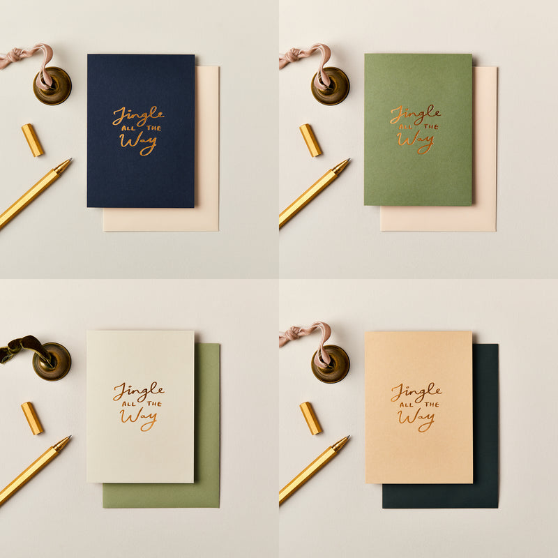 Pack of Four Jingle all the Way Foiled Christmas Cards