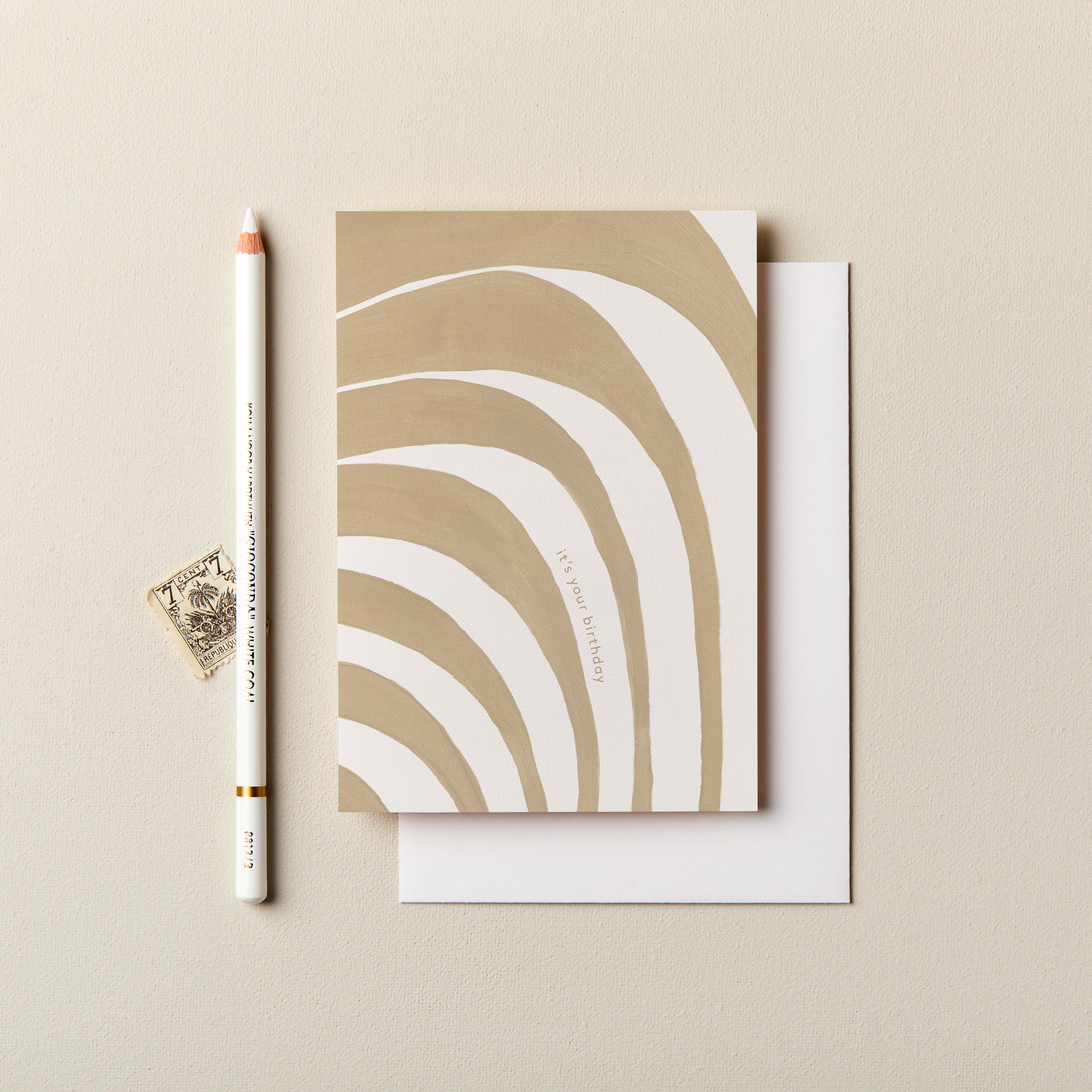 It's Your Birthday Abstract Gold and White card