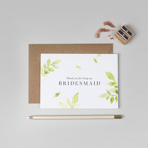 Thank you Bridesmaid Botanical collection card