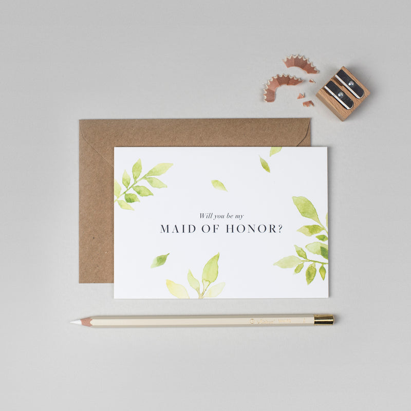 Will you be my Maid of Honour botanical card