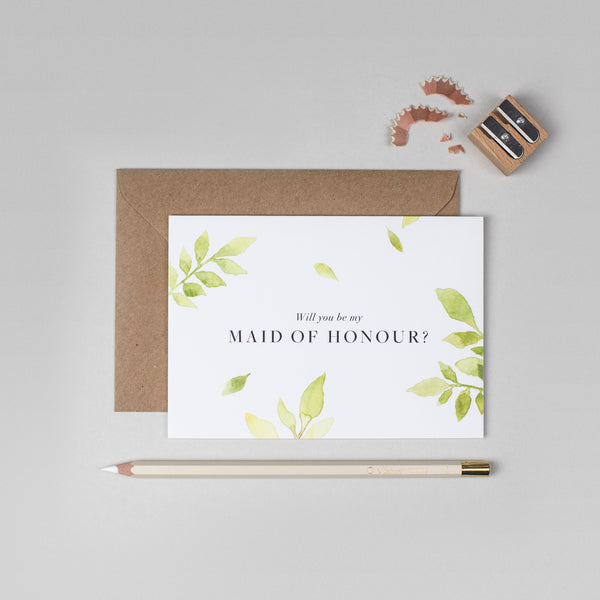 Will you be my Maid of Honour botanical card