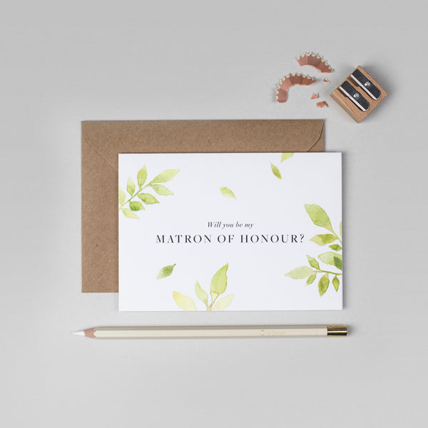 Will you be my Matron of Honour botanical card